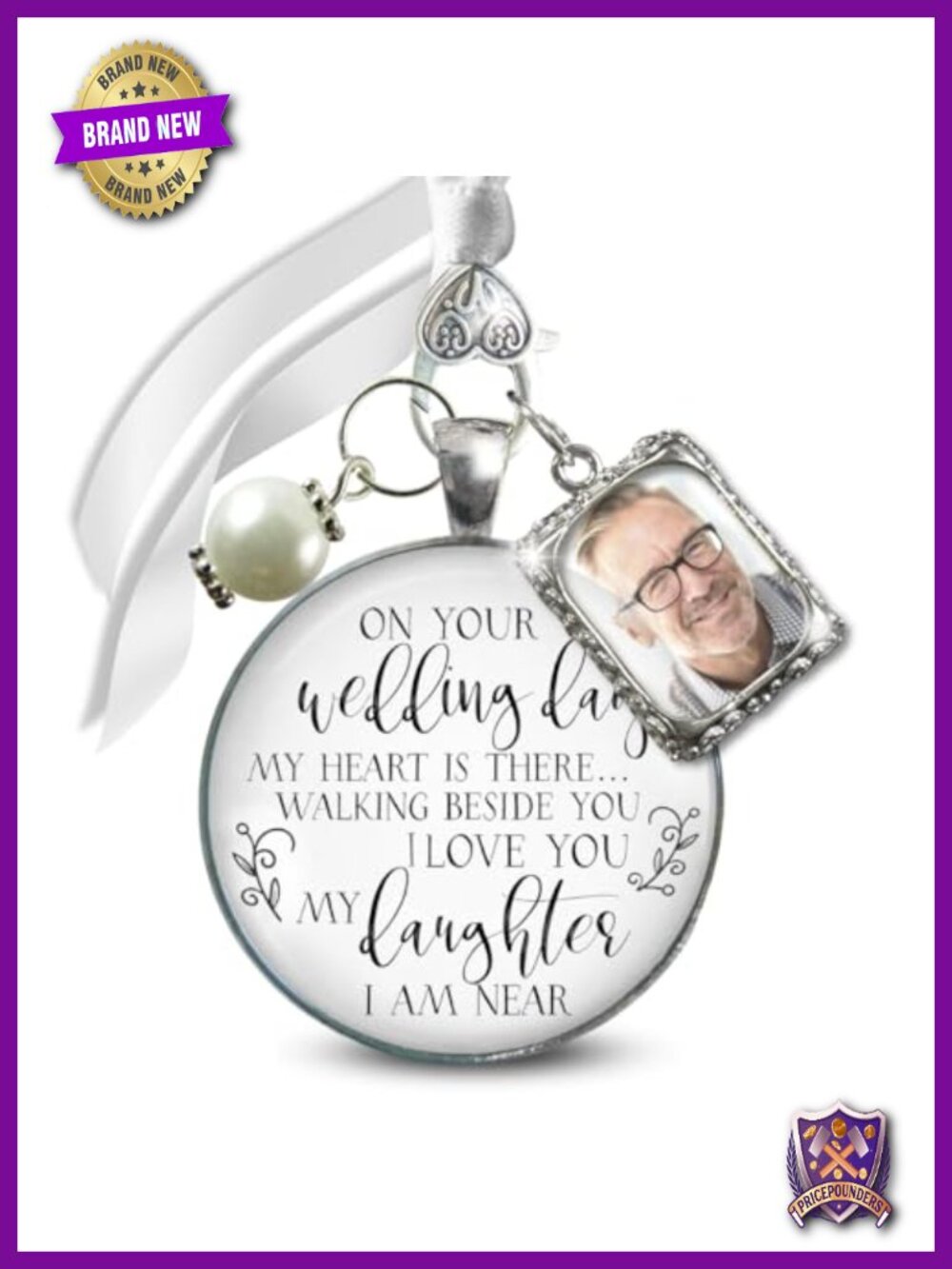 Memorial Bridal Bouquet Charm Silver Finish Photo Frame Keepsake